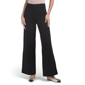 Tahari Black Ponte Pull On Wide Leg Pants Size XL NWT